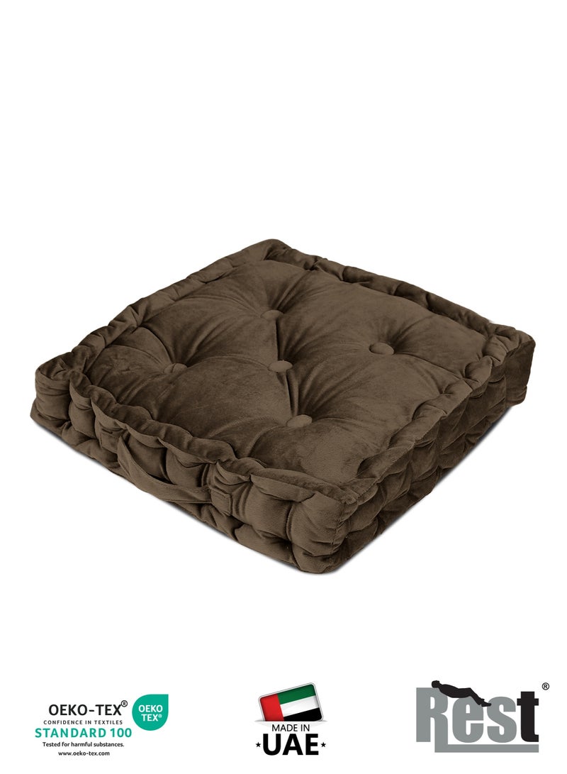 REST Box Cushion Seat Pad Premium Velvet Chair Pad Adults Chair Armchair Brown 40cm x 40cm + 8cm - Image 5